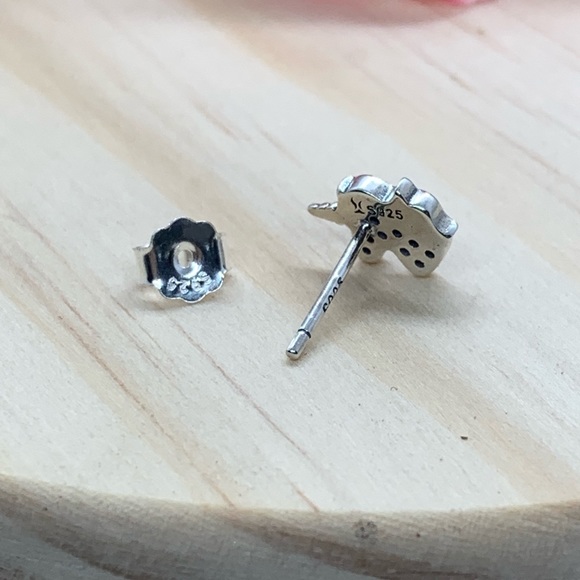 Sterling Silver 925 Unicorn Stud Earrings - Picture 5 of 5